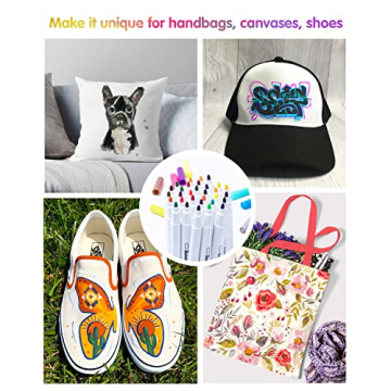 sunacme 32 Colors Fine Tip Fabric Markers for All Ages