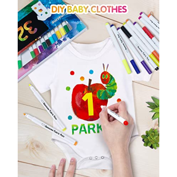 sunacme 32 Colors Fine Tip Fabric Markers for All Ages