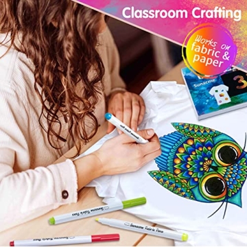 sunacme 32 Colors Fine Tip Fabric Markers for All Ages