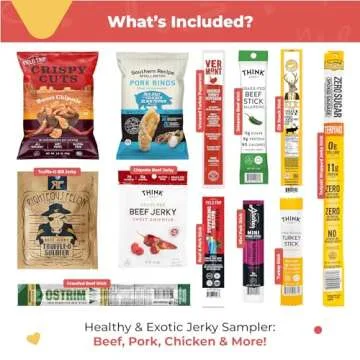 Beef Jerky Gift Basket for Men – Exotic Jerky Variety Pack with Pork Rinds, Venison, Chicken, & Be...