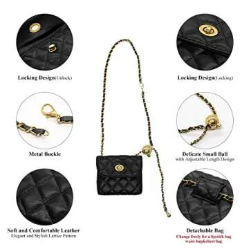 YAMEIZE Stylish PU Leather Chain Belt Bag for Women