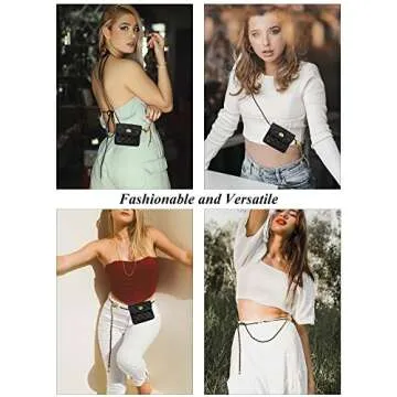 YAMEIZE Stylish PU Leather Chain Belt Bag for Women