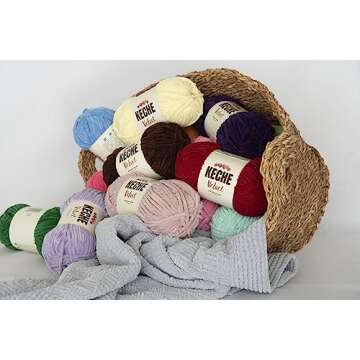Keche Velvet Yarn for Crocheting, Soft Chenille Bulky Baby Blanket Amigurumi Yarn 100 gr (132 yds) -...