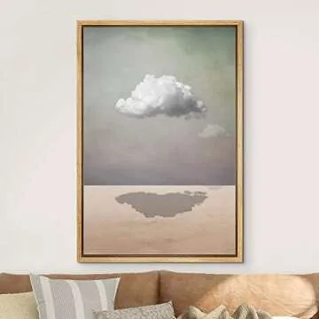 IDEA4WALL Framed Canvas Print Wall Art Surreal Storm Cloud Sky Landscape Fantasy & Sci-Fi Abstract Illustrations Modern Art Bohemian Scenic for Living Room, Bedroom, Office - 16"x24" Natural