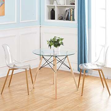 GreenForest Round Glass Dining Table - Modern & Chic Dining Solution