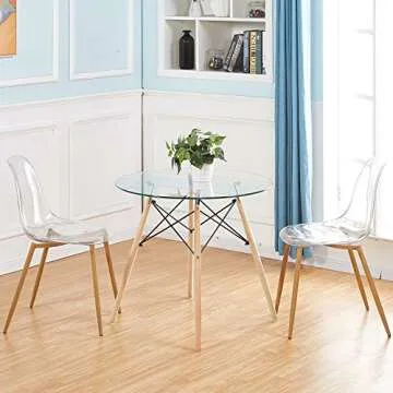 GreenForest Round Glass Dining Table - Modern & Chic Dining Solution