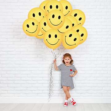 Smile Balloons 12 Inch Smile Face Balloons Birthday Party Balloons Bright Yellow Latex Balloons For ...