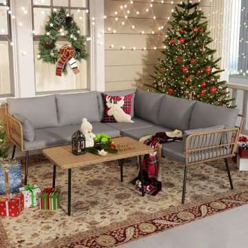 YITAHOME 4 Pieces Patio Furniture Set - Stylish Outdoor Wicker Sectional Sofa with Detachable Lounge...