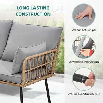 YITAHOME 4 Pieces Wicker Patio Furniture Set with Cushions
