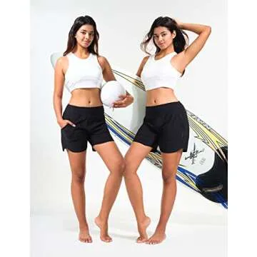 BVVU Women’s Stylish Quick-Dry Swim Board Shorts