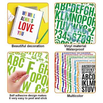 YMSDZHL 10 Sheets 1320 Alphabet Stickers Letter Sticker Vinyl Self-Adhesive Number Vinyl Stickers, Mailbox Numbers Labels DIY Crafts Art Making, Decals for Sign,Notebook,Classroom Decor