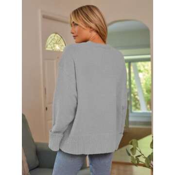 LILLUSORY Oversized Sweater Womens 2024 Fall Fashion Outfits Pullover Long Tunic Old Money Winter Clothes Cute Crewneck Trendy Knit Chunky Warm Knitted Top Light Grey