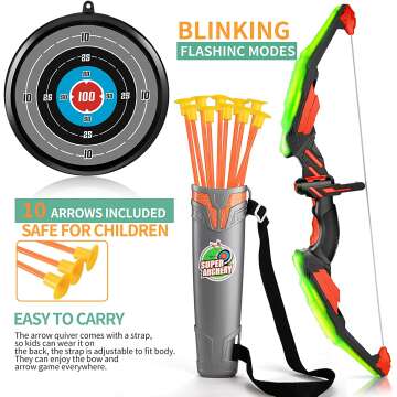 LED Bow and Arrow Set for Kids with Target & Quiver
