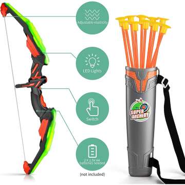LED Bow and Arrow Set for Kids with Target & Quiver