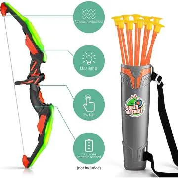 LED Bow and Arrow Set for Kids with Target & Quiver