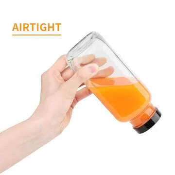 16 Pack 16 OZ Glass Juice Bottles with Airtight Lids & 4 Straws & 6 Lids w Hole, Reusbale Clear Glass Homemade Drinking Jars, Glass Bottles for Juicing, Smoothies, Water, Milk, Kombucha
