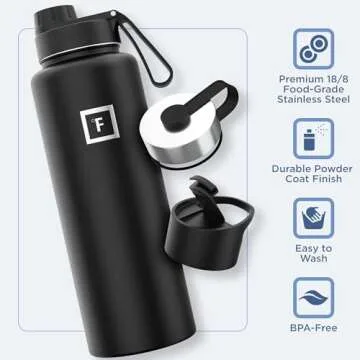 IRON °FLASK 40 oz Insulated Water Bottle with 3 Lids