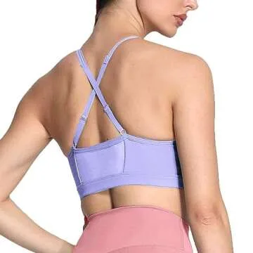 Aoxjox Sports Bras for Women Workout Fitness Ruched Training Baddie Cross Back Yoga Crop Tank Top