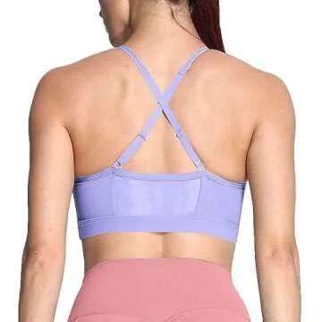 Aoxjox Sports Bras for Women Workout Fitness Ruched Training Baddie Cross Back Yoga Crop Tank Top