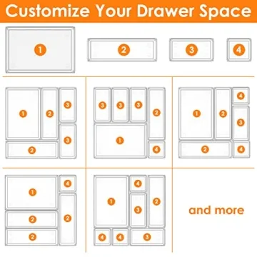 25 PCS Clear Plastic Drawer Organizer Set, Non-Slip/Crack Bathroom Vanity Drawer Organizer Trays Dividers, Versatile Storage Bins for Makeup, Jewelry and Office, Desk, Bathroom, Bedroom, Kitchen