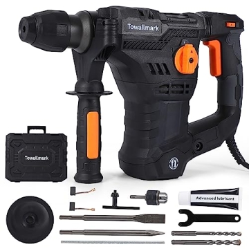 Upgraded 12.3 Amp Rotary Hammer Drill - 4 in 1 Heavy Duty Multi-Functional Tool