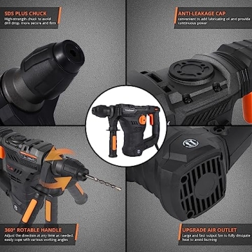 Powerful 12.3Amp Rotary Hammer Drill for Heavy-Duty Projects