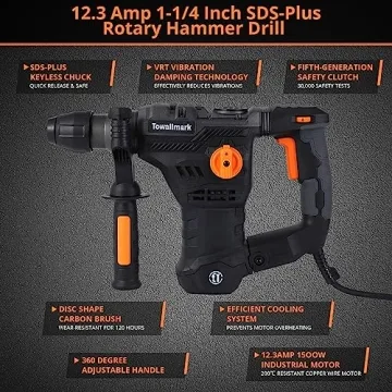 Powerful 12.3Amp Rotary Hammer Drill for Heavy-Duty Projects