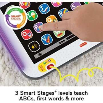Fisher-Price Toddler Learning Toy Laugh & Learn Smart Stages Tablet with Lights & Music for Early Pretend Play, Gray, for Infants Ages 1+ Years