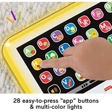 Fisher-Price Toddler Learning Toy Laugh & Learn Smart Stages Tablet with Lights & Music for Early Pretend Play, Gray, for Infants Ages 1+ Years