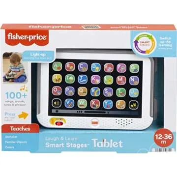 Fisher-Price Toddler Learning Toy Laugh & Learn Smart Stages Tablet with Lights & Music for Early Pretend Play, Gray, for Infants Ages 1+ Years