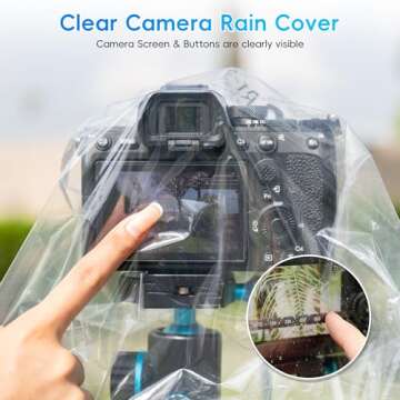 2 Pack Camera Lens Rain Cover Raincoat Clear Sleeve Protector for Sony A7R V A7 IV A7S III II A6700 A6600 A6500 A6400 A6300 A6100 A6000 A7C Nikon Z8 Z5 Z50 Z30 Z7 Z6 II D780 D7500 D5600 D3500 P1000