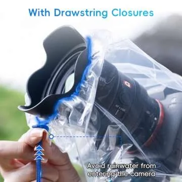 2 Pack Camera Lens Rain Cover Raincoat Clear Sleeve Protector for Sony A7R V A7 IV A7S III II A6700 A6600 A6500 A6400 A6300 A6100 A6000 A7C Nikon Z8 Z5 Z50 Z30 Z7 Z6 II D780 D7500 D5600 D3500 P1000