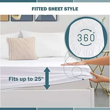 Mattress Protector King Size Waterproof, 6"-25" Fitted Deep Pocket Mattress Cover, Breathable Noiseless King Mattress Protector Bed Cover - Vinyl Free