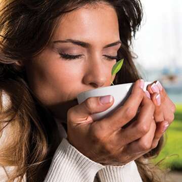 Tea Forte Cafe Cup White Porcelain Tea Cup and Lid, Steeps 8 oz., Microwave and Dishwasher Safe