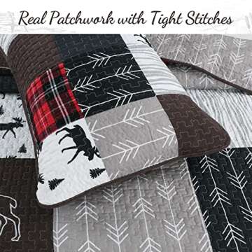Cozy Line Home Fashions True Patchwork Lodge Rustic Cabin Reversible Quilt Bedding Set (Queen - 3 Pi...