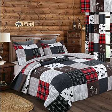 Cozy Patchwork Lodge Quilt - Rustic Bedding Set