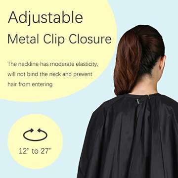Iusmnur Barber Cape, Professional Hair Cutting Cape with Adjustable Metal Clip, Waterproof Haircut Salon Cape for Hairdresser Styling & Home - 55 x 63 inches (Black)
