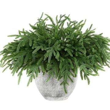 16 PCS 18 Inches Artificial Christmas Norfolk Pine Branches, Natural Touch Norfolk Faux Greenery Pin...