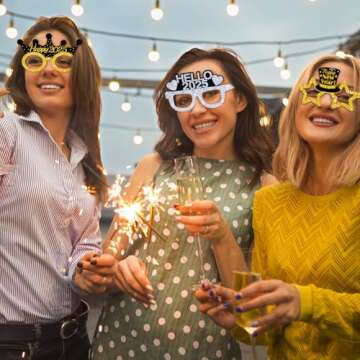 Malhaii 12Pcs Happy New Year Eyeglasses Decorations, 2025 New Year Party Glasses Party Favors for New Year's Eve Party Decorations Celebration Adults Kids, New Years Eve Party Supplies 2025