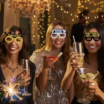 Malhaii 12Pcs Happy New Year Eyeglasses Decorations, 2025 New Year Party Glasses Party Favors for New Year's Eve Party Decorations Celebration Adults Kids, New Years Eve Party Supplies 2025