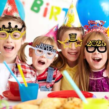 Malhaii 12Pcs Happy New Year Eyeglasses Decorations, 2025 New Year Party Glasses Party Favors for New Year's Eve Party Decorations Celebration Adults Kids, New Years Eve Party Supplies 2025
