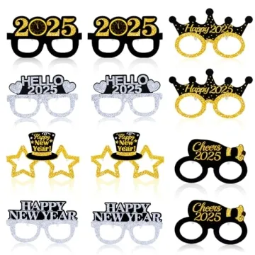 12 Pcs Happy New Year Eyeglasses for 2025 Celebration