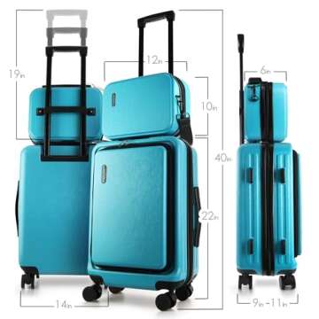 Stylish and Durable TRAVELARIM 22 Inch Carry On Luggage with Cosmetic Case