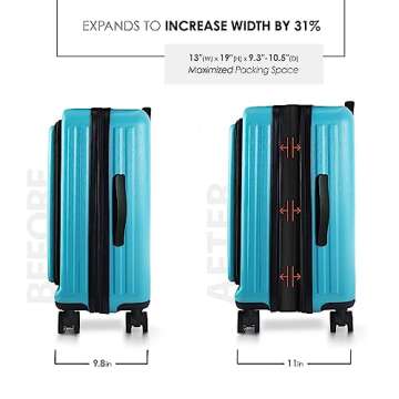 TRAVELARIM 22 Inch Expandable Carry On Luggage with Wheels