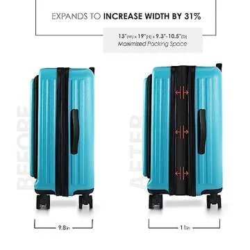 TRAVELARIM 22 Inch Expandable Carry On Luggage with Wheels