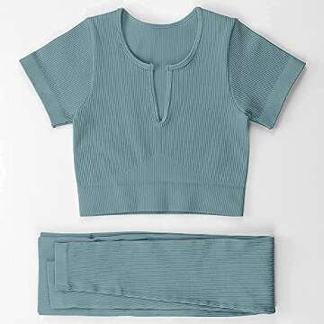 Stylish Mulisky Ribbed Seamless Yoga Outfit Set for Women