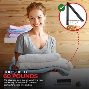 Compact Wall-Mounted Foldable Clothes Rack for Laundry