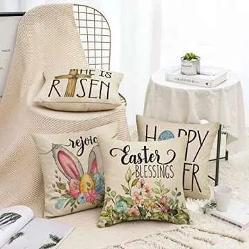 Fahrendom Easter Bunny Decorative Pillow Cover Set of 4