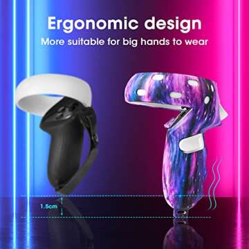 AIXOTO Controller Grips Cover for Oculus Quest 2,Anti-Leakage Silicone Face Cover for Oculus Quest 2, with Lens Protective Cover and VR Shell, Accessories Set 6-in-1 for Oculus Quest 2 (Galaxy Purple)