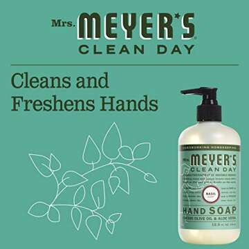 Mrs. Meyer's 651344EA Clean Day Liquid Hand Soap, Basil, 12.5 oz